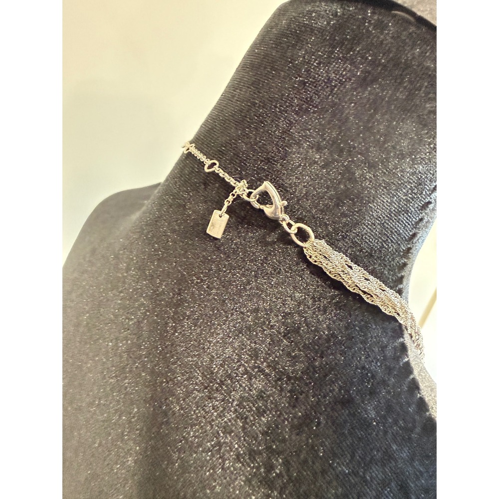 Vintage Silver Tone Multi Strand Rope Chain Lariat Tassel Necklace - Picture 4 of 4